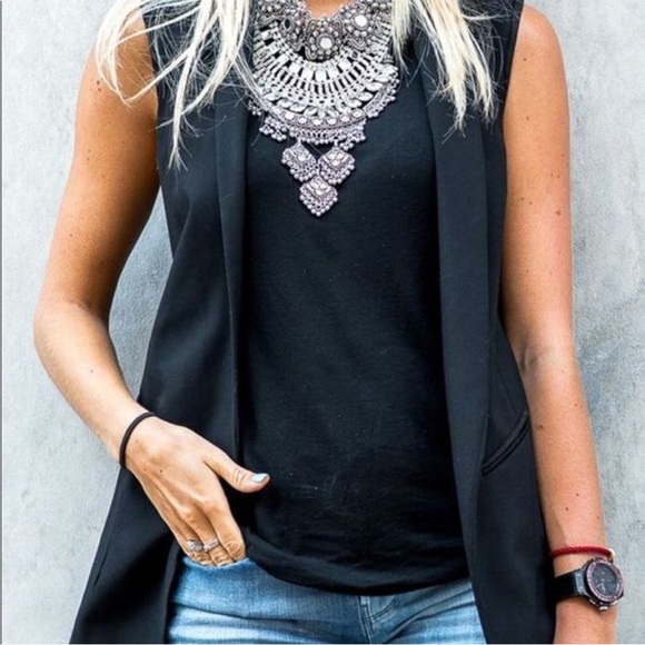 NWT Rachel Zoe sleeveless black blazer vest (women size M) - Picture 2 of 11